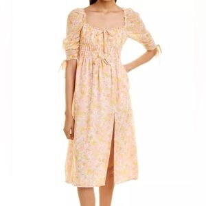 For Love & Lemons Eden Silk-Blend Midi Dress Women's sz Small READ